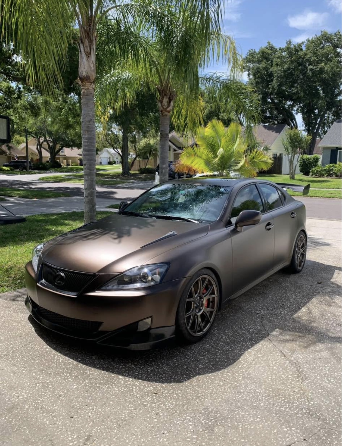 Matte-wrapped Lexus after detail