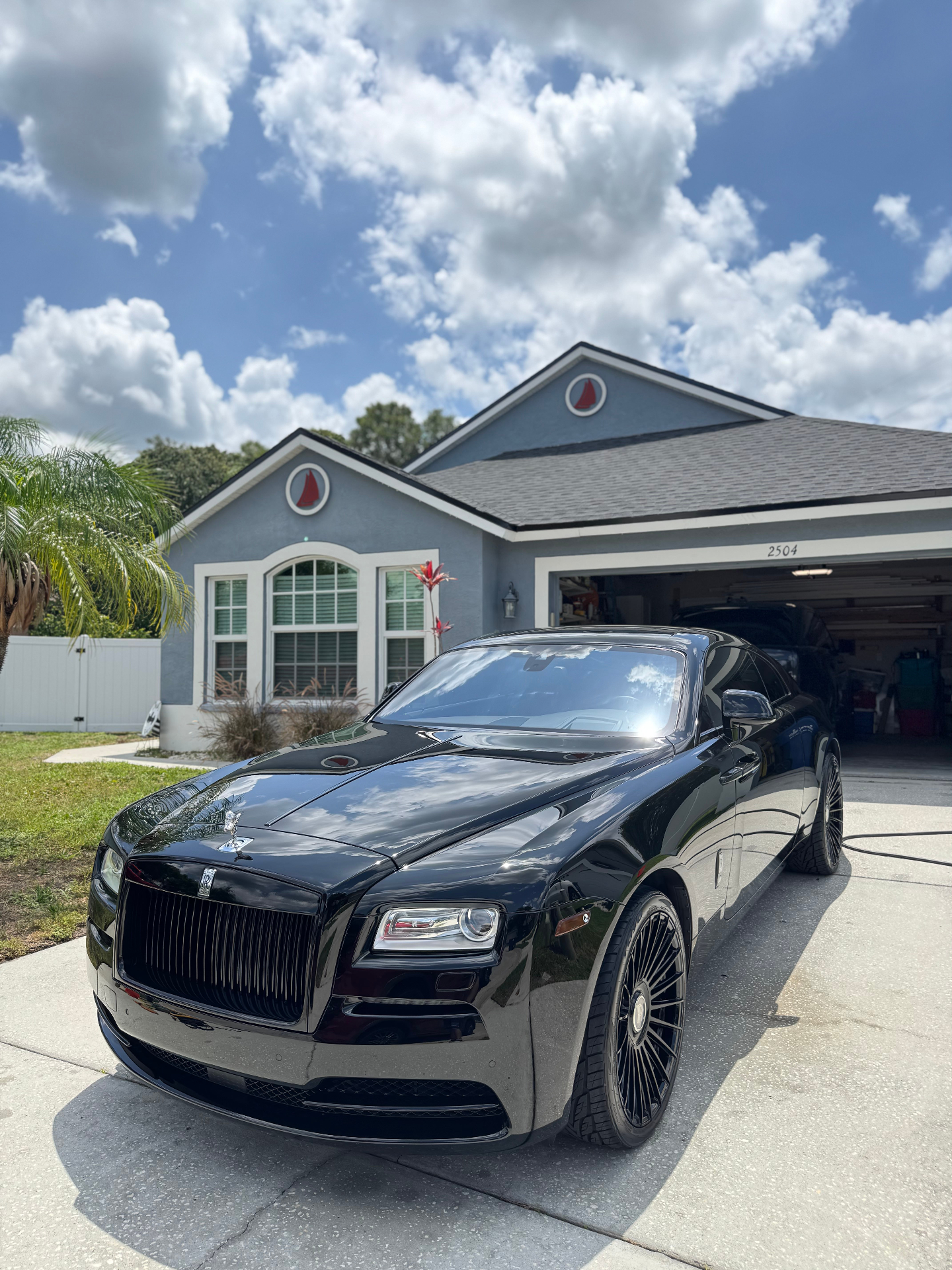 Black Rolls-Royce detailed at customer's home